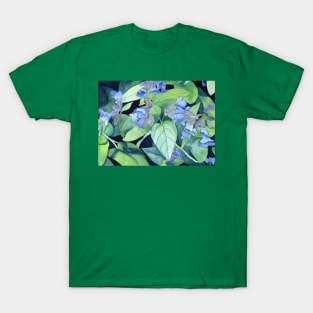 Blue Flowers original watercolour painting T-Shirt